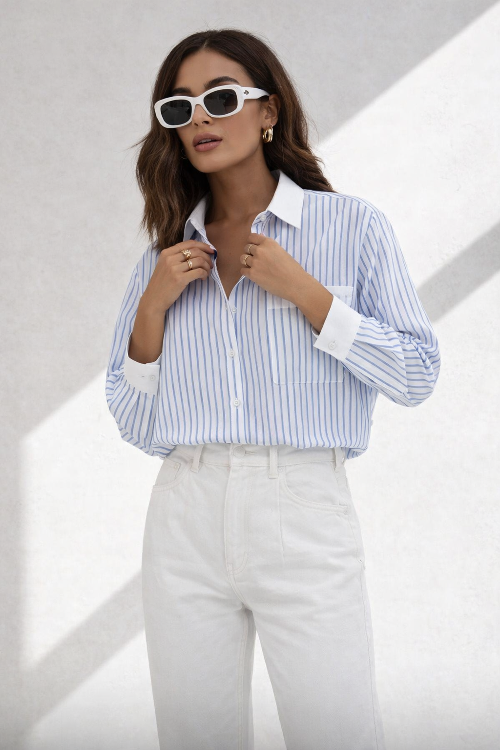 Košeľa Business  bielo modré