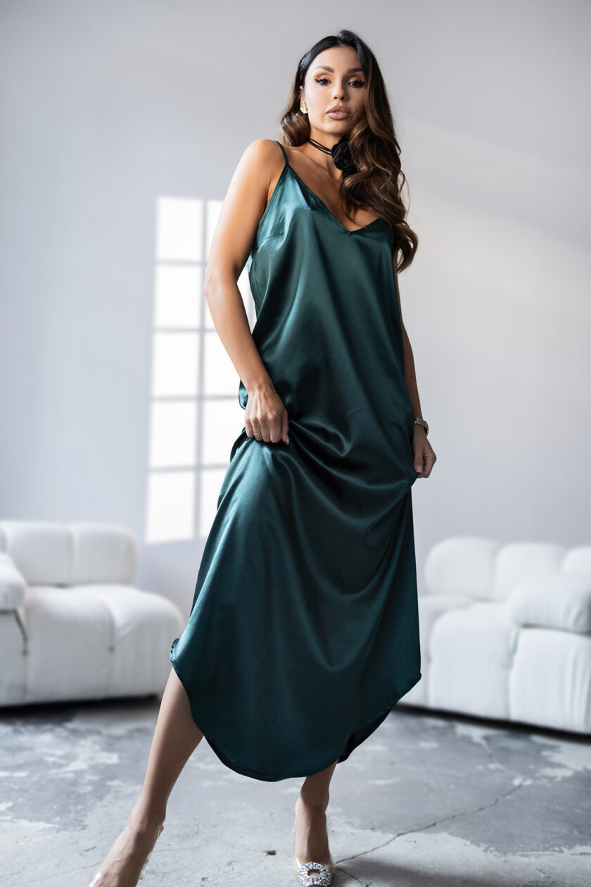 Saténové šaty Nora green