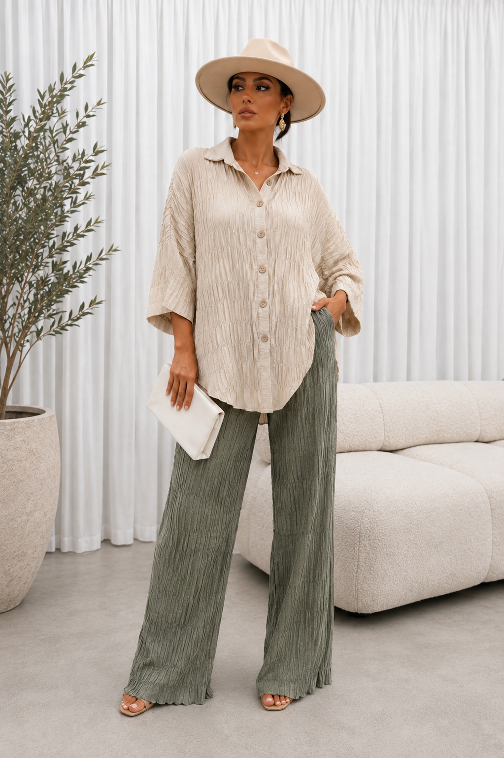 Nohavice Melinda Khaki