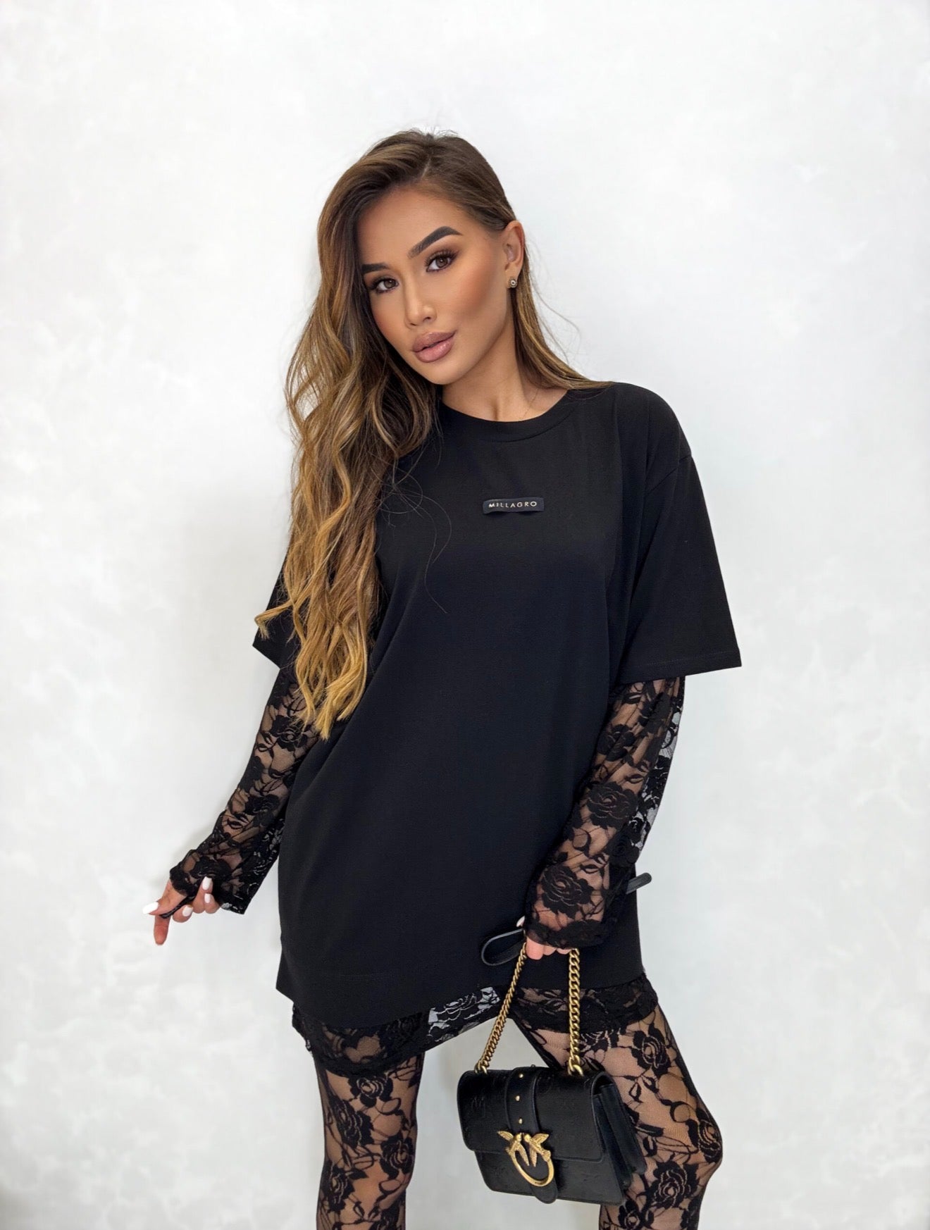 Tričko čipkované Gina- black